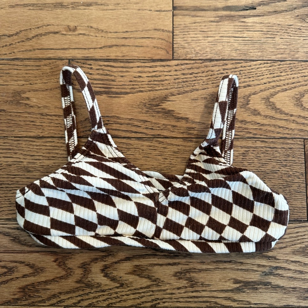 Brown and White Checkered LVR Dancewear bra top!